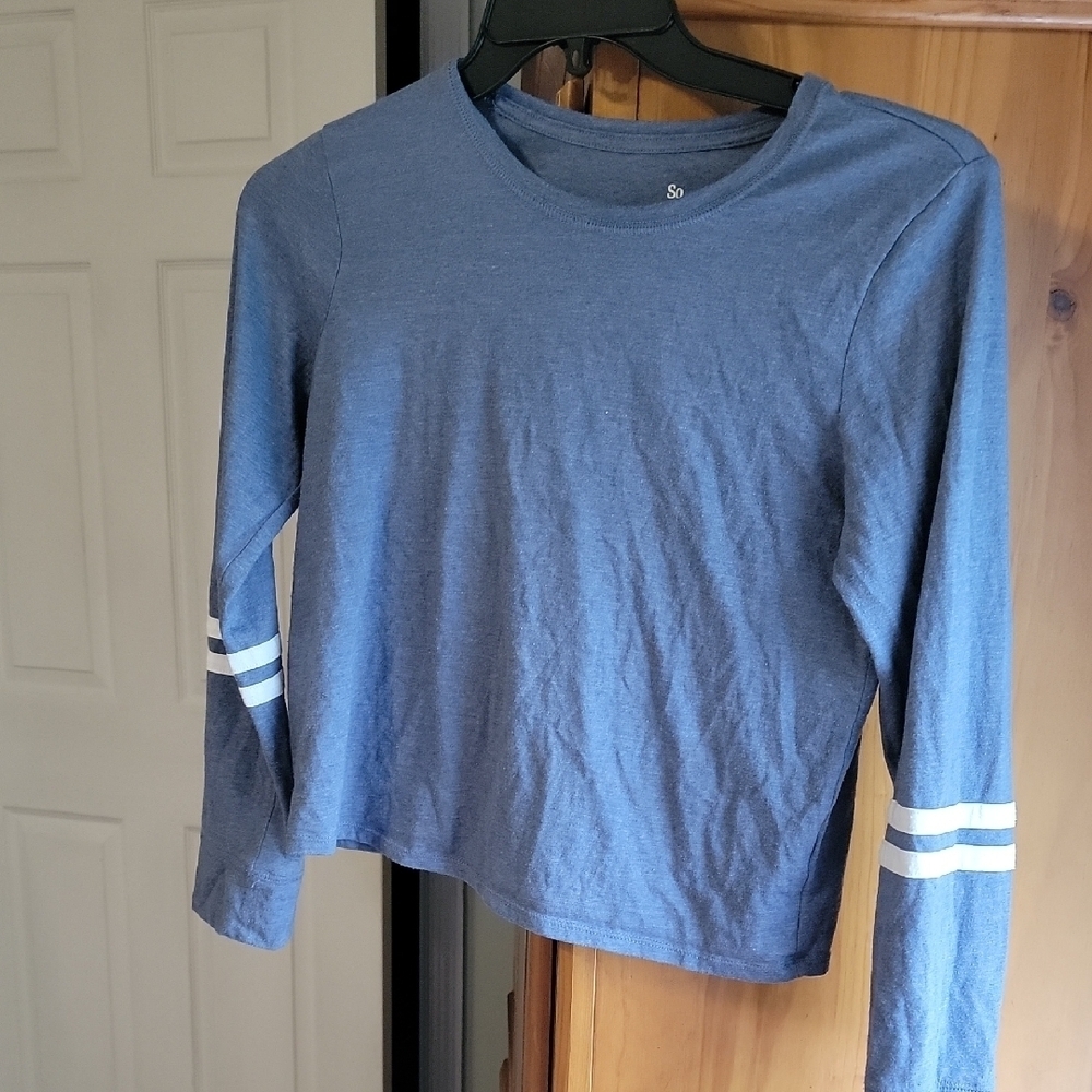 SO Long Sleeve Blue Tee with White Accents